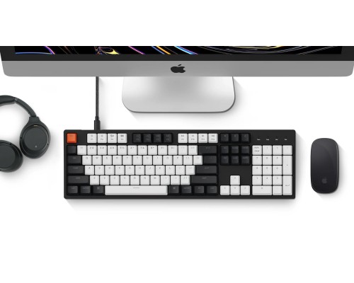 Клавиатура механическая Keychron C2 104Key, Gateron G Pro Blue, Hot-Swap, USB-A, EN/UKR, White Led, Чёрный