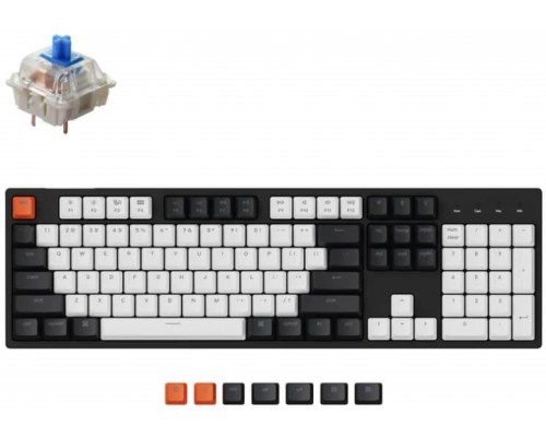 Клавиатура механическая Keychron C2 104Key, Gateron G Pro Blue, Hot-Swap, USB-A, EN/UKR, White Led, Чёрный