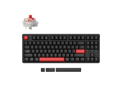 Клавиатура механическая Keychron C3 Pro 87Key, K pro Red, USB-A, QMK, Hot-swap, EN/RU/UZ, Red Led, черный