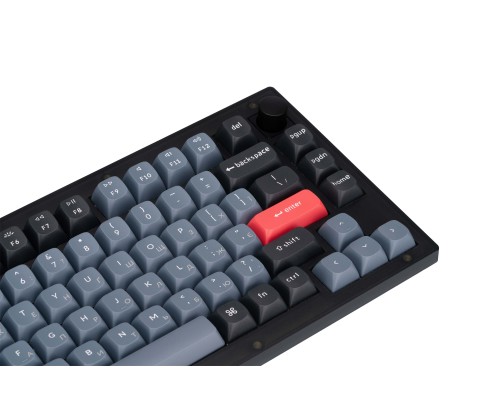 Клавиатура механическая Keychron V1 84Key, Gateron G PRO Blue, USB-A, Hot-Swap, QMK, Knob, EN/UKR, RGB, Frosted Black