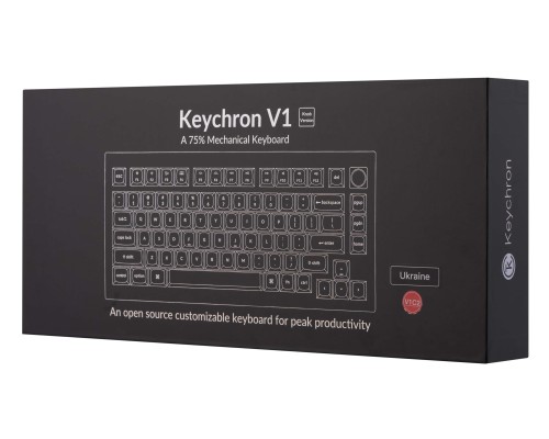 Клавиатура механическая Keychron V1 84Key, Gateron G PRO Blue, USB-A, Hot-Swap, QMK, Knob, EN/UKR, RGB, Frosted Black