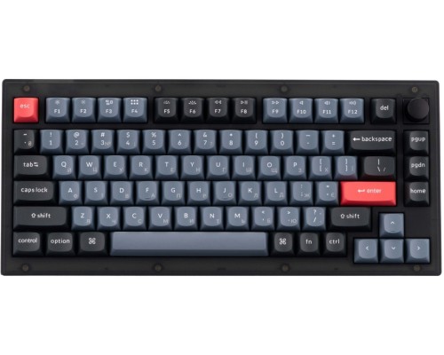 Клавиатура механическая Keychron V1 84Key, Gateron G PRO Blue, USB-A, Hot-Swap, QMK, Knob, EN/UKR, RGB, Frosted Black
