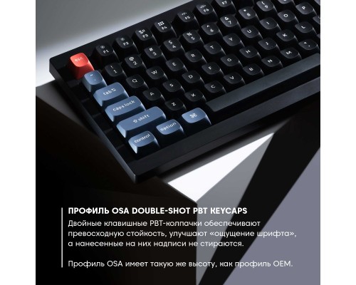 Клавиатура механическая Keychron V1 84Key, Gateron G PRO Blue, USB-A, Hot-Swap, QMK, Knob, EN/UKR, RGB, Frosted Black
