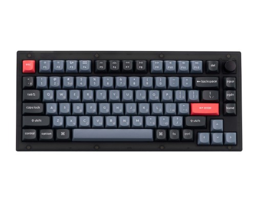 Клавиатура механическая Keychron V1 84Key, Gateron G PRO Blue, USB-A, Hot-Swap, QMK, Knob, EN/UKR, RGB, Frosted Black