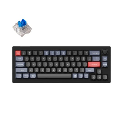 Клавиатура механическая Keychron V2 68Key, K Pro Blue, Hot-Swap, QMK, Knob, USB-A, EN/UKR, RGB, Carbon Black