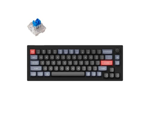 Клавиатура механическая Keychron V2 68Key, K Pro Blue, Hot-Swap, QMK, Knob, USB-A, EN/UKR, RGB, Carbon Black