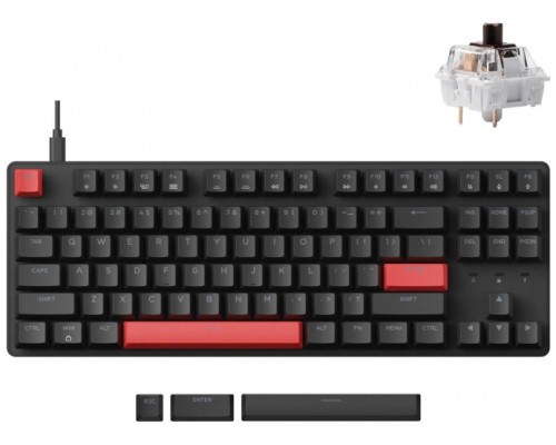 Клавиатура механическая Lemokey X1 87Key, Keychron Brown, USB-A, QMK/VIA, EN/UZ/RU, Red led, черный