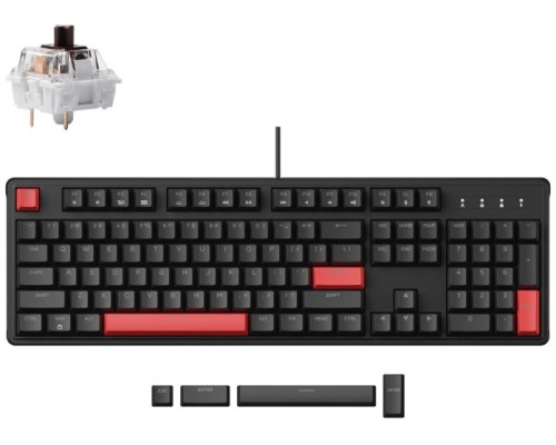Клавиатура механическая Lemokey X3 104Key, Keychron Brown, USB-A, QMK/VIA, EN/KZ/RU, Red Led, черный