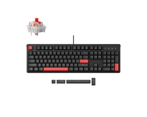 Клавиатура механическая Lemokey X3 104Key, Keychron Red, USB-A, QMK/VIA, EN/KZ/RU, Red Led, черный