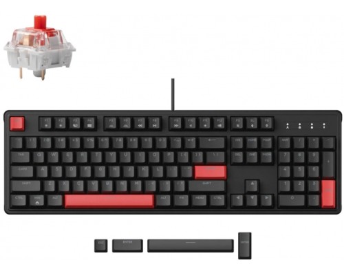 Клавиатура механическая Lemokey X3 104Key, Keychron Red, USB-A, QMK/VIA, EN/KZ/RU, Red Led, черный