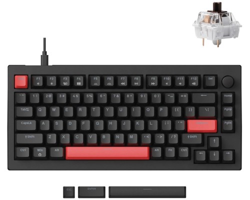 Клавиатура механическая Lemokey X4 84Key, Keychron Brown, USB-A, QMK, EN/KZ/RU, Red led, черный