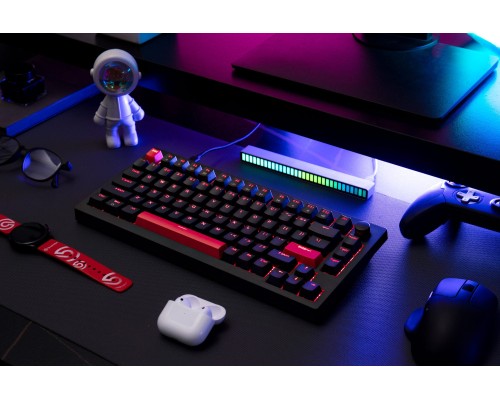 Клавиатура механическая Lemokey X4 84Key, Keychron Brown, USB-A, QMK, EN/KZ/RU, Red led, черный