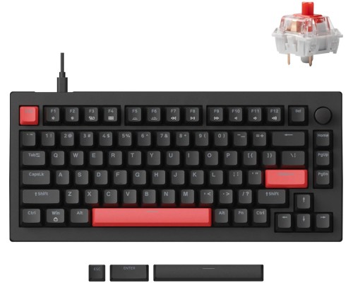 Клавиатура механическая Lemokey X4 84Key, Keychron Red, USB-A, QMK, EN/KZ/RU, Red led, черный