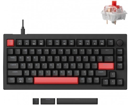 Клавиатура механическая Lemokey X4 84Key, Keychron Red, USB-A, QMK, EN/KZ/RU, Red led, черный