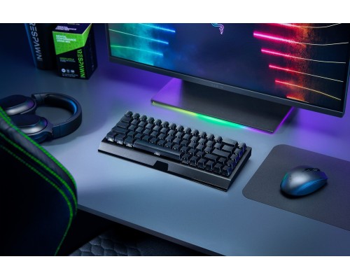 Клавиатура механическая Razer BlackWidow V3 Mini HyperSpeed 68key, Yellow Switch, USB-A/WL/BT, EN/RU, RGB, чёрный