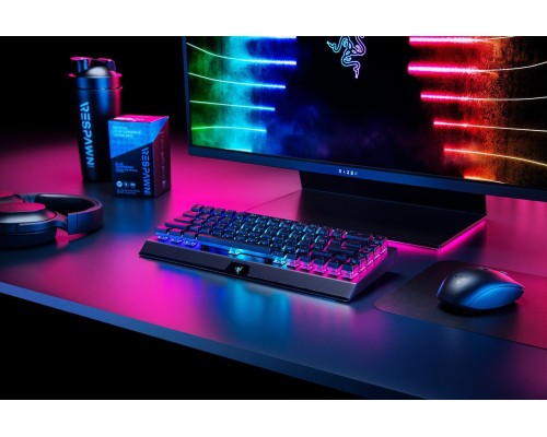 Клавиатура механическая Razer BlackWidow V3 Mini HyperSpeed 68key, Yellow Switch, USB-A/WL/BT, EN/RU, RGB, чёрный