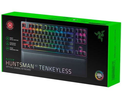 Клавиатура механическая Razer Huntsman V2 TKL 87key, Red Switch, USB-A, EN/RU, RGB, чёрный