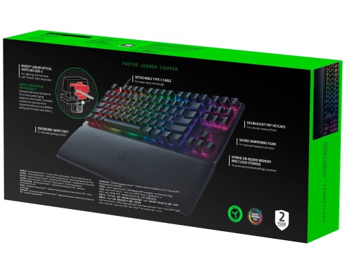 Клавиатура механическая Razer Huntsman V2 TKL 87key, Red Switch, USB-A, EN/RU, RGB, чёрный