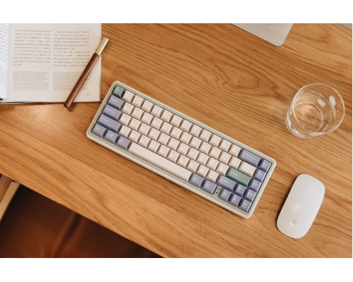Клавиатура механическая Varmilo Minilo VXT67 Eucalyptus 67Key, Gateron G Pro 2.0 Yellow, BT/WL/USB-A, Hot-Swap, EN, RGB, Рожевий