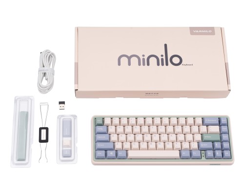 Клавиатура механическая Varmilo Minilo VXT67 Eucalyptus 67Key, Kailh Prestige Red, BT/WL/USB-A, Hot-Swap, EN, RGB, Рожевий