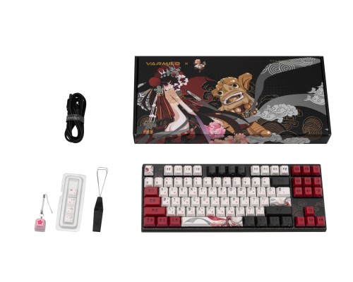 Клавиатура механическая Varmilo VEM87 Beijing Opera 87Key, EC V2 Sakura, USB-A, EN/UKR, White Led, Чорний