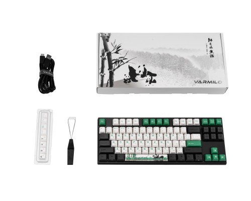 Клавиатура механическая Varmilo VEM87 Panda R2 87Key, EC V2 Ivy, USB-A, EN/UKR, White Led, Зелений