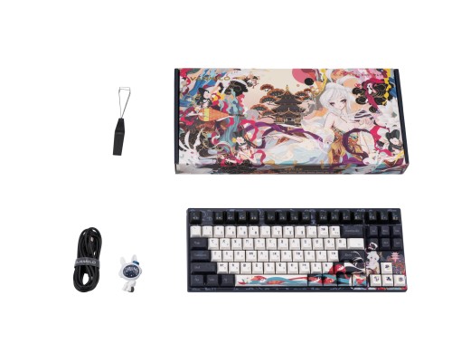 Клавиатура механическая Varmilo VPE87 Chang'e 87Key, Cherry Mx Red, BT/WL/USB-A, EN, White Led, Синій