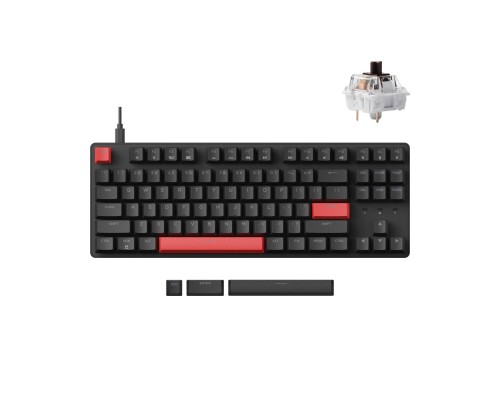 Клавиатура механическая Lemokey X1 87Key, Keychron Brown, USB-A, QMK/VIA, EN/KZ/RU, Red led, черный