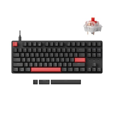 Клавиатура механическая Lemokey X1 87Key, Keychron Red, USB-A, QMK/VIA, EN/KZ/RU, Red led, черный Клавиатура механическая Lemokey X1 87Key, Keychron Red, USB-A, QMK/VIA, EN/KZ/RU, Red led, черный