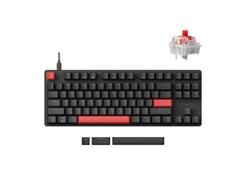 Клавиатура механическая Lemokey X1 87Key, Keychron Red, USB-A, QMK/VIA, EN/KZ/RU, Red led, черный