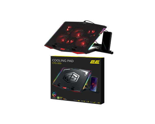 Игровая подставка для ноутбука 2E GAMING CPG-005, до 17.3", 2xUSB-A, RGB, черная