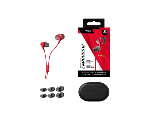 Проводные игровые наушники HyperX Cloud Earbuds III, красные (BN7S0AA)