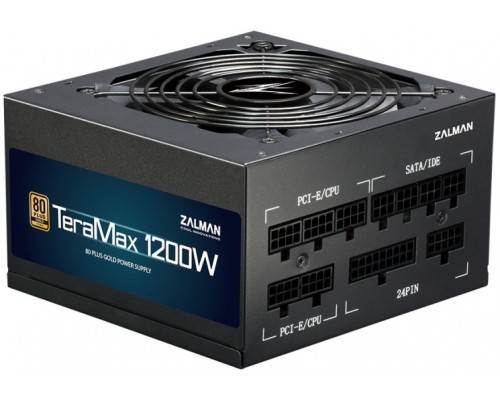 Блок питания Zalman Teramax (1200W) >90% 80+ Gold 120мм 1xMB 28pin (18+10) 2xCPU 8pin(4+4) 3xMolex 12xSATA 6xPCIe 8pin(6+2) Fully Modular