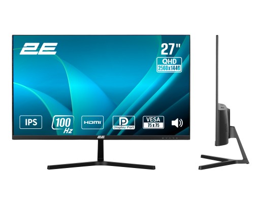 Монитор 2E 27" H2725B HDMI, DP, ММ, IPS, 2560x1440, 100Hz, FreeSync