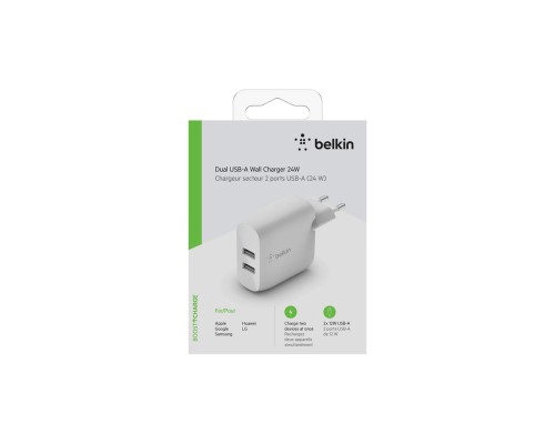 Сетевое ЗУ Belkin  Home Charger (24W) DUAL USB 2.4A, white