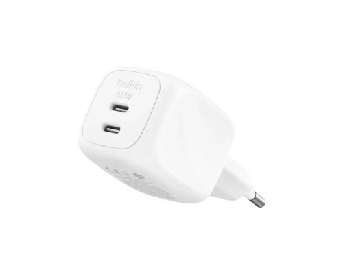 Сетевое зарядное устройство Belkin 50W Dual USB-C PPS White