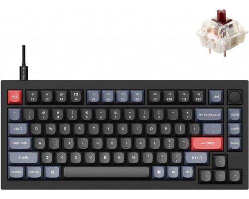 Клавиатура Keychron Q1 QMK Custom HotSwappable Gateron Phantom Brown Switch Mechanical Keyboard Full Assembled Carbon Black RGB with Knob Russian Layout