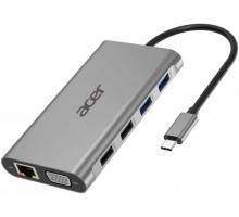 Док-станция Acer 11в1 Type C dongle: 2xUSB3.0, 2xUSB2.0, 1xHDMI, 1xUSB-C PD, 1xSD, 1xRJ 45, 1x3.5 Audio