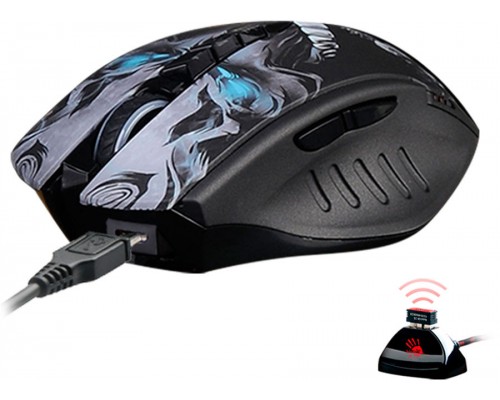 Беспроводная игровая мышь A4TECH Bloody R80 Plus Skull, оптическая, USB, черный с рисунками