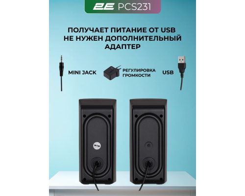 Акустическая система 2E PCS231 RGB Matrix, 2.0, USB Black (2E-PCS231BK)