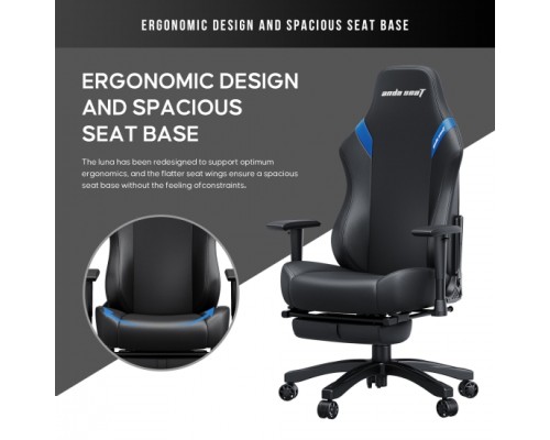 Кресло AndaSeat Luna Pro, ПВХ кожа, 1D-Armrests, чёрный