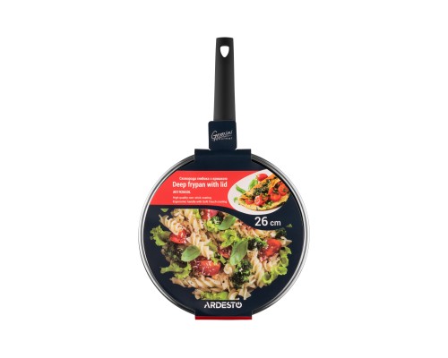 Сковорода глубокая с крышкой ARDESTO Gemini Gourmet Viareggio, 26см, алюминий, черный