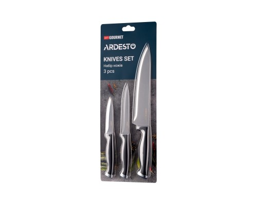 Набор ножей ARDESTO Gemini Gourmet, 3 предмета, нержавеющая сталь, пластик, черный