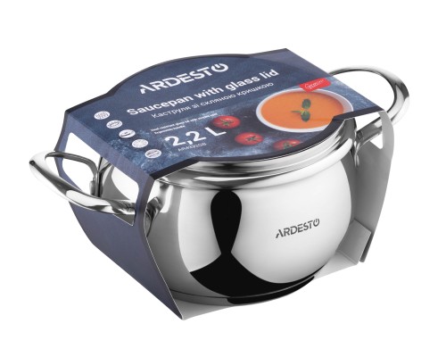 Кастрюля со стеклянной крышкой ARDESTO Gemini Liguria, 2.2л, нержавеющая сталь