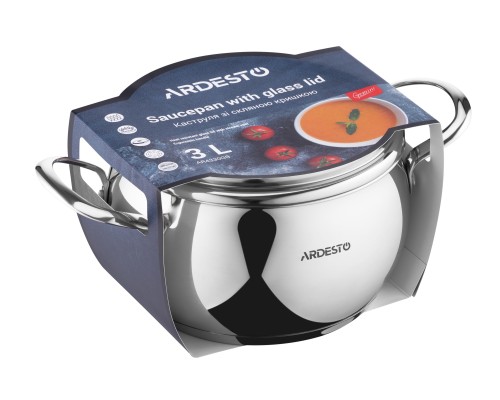 Кастрюля со стеклянной крышкой ARDESTO Gemini Liguria, 3л, нержавеющая сталь