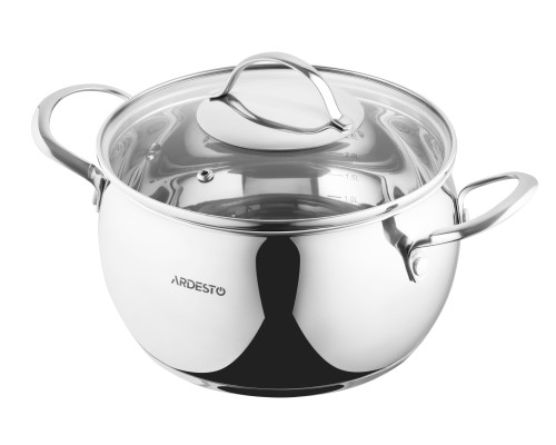 Кастрюля со стеклянной крышкой ARDESTO Gemini Liguria, 4л, нержавеющая сталь