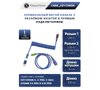 Кабель Type-A/Type-C Keychron Premium Coiled Aviator Cable-Straight Rainbow Palted black