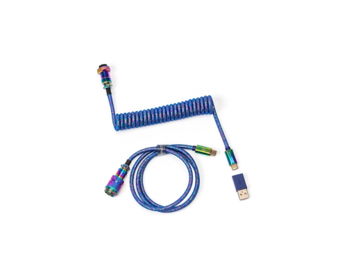 Кабель Type-A/Type-C Keychron Premium Coiled Aviator Cable-Straight Rainbow Palted black