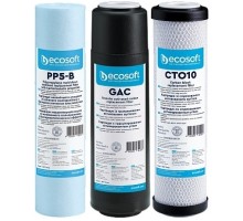 Комплект картриджей Ecosoft 1-2-3 улучшенный (2 угольных картриджа+полипропилен)