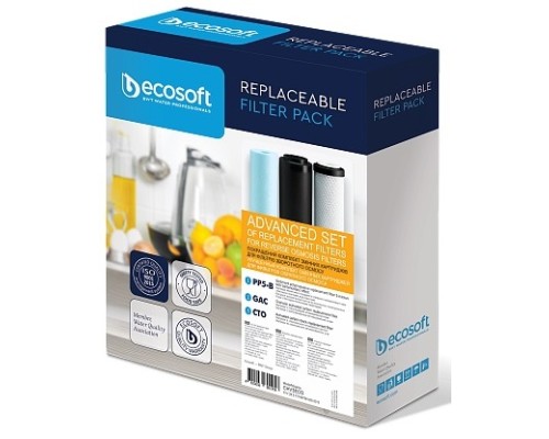 Комплект картриджей Ecosoft 1-2-3 улучшенный (2 угольных картриджа+полипропилен)